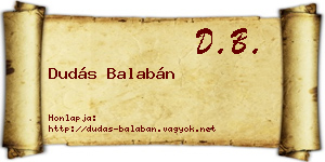 Dudás Balabán névjegykártya
